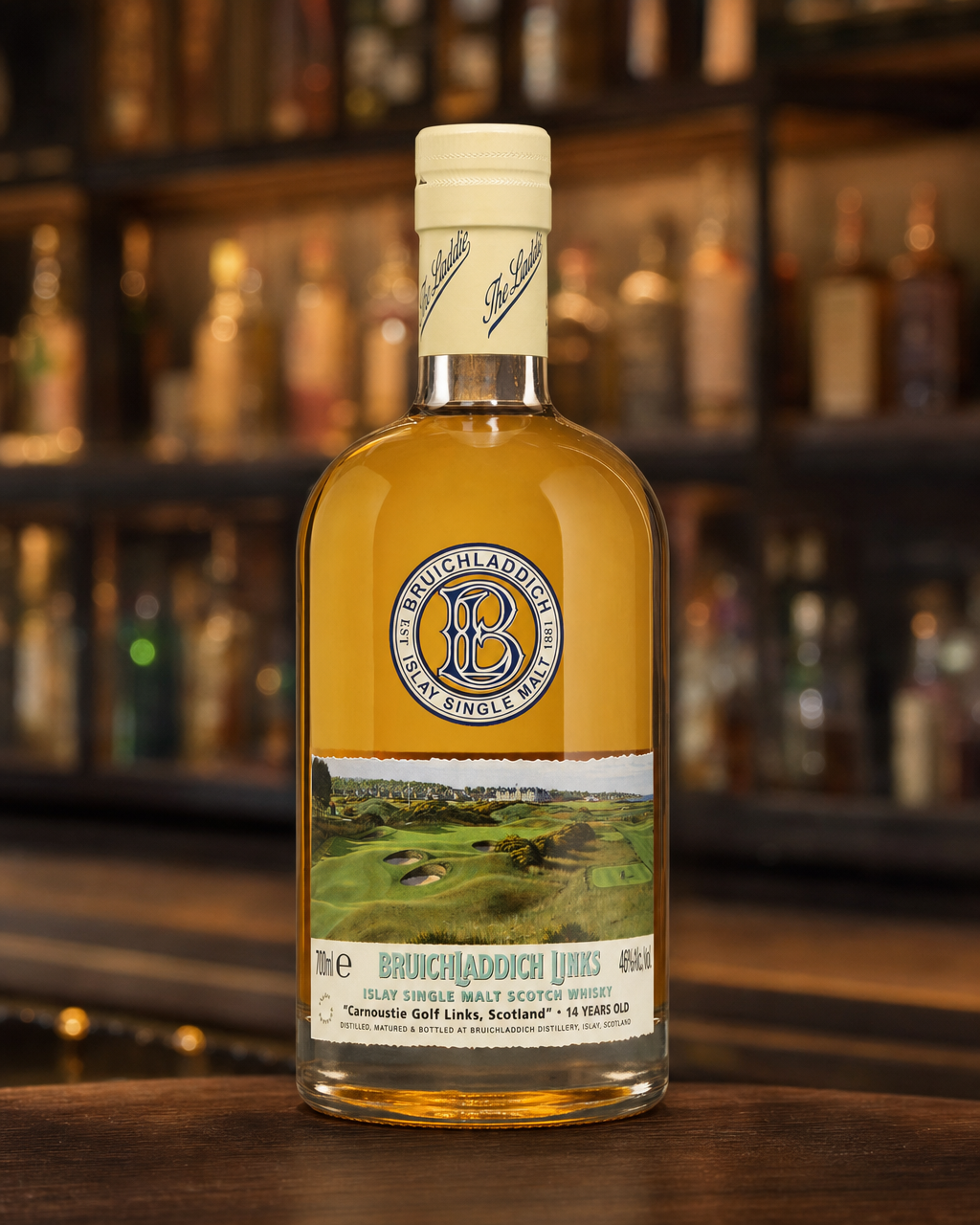 Bruichladdich Links 14 Year Old bottle, alternate view