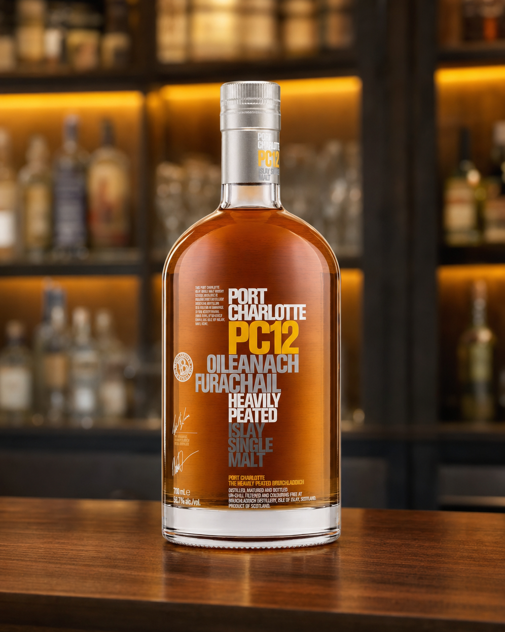 Bruichladdich Port Charlotte PC12 Oileanach Furachail bottle, alternate view