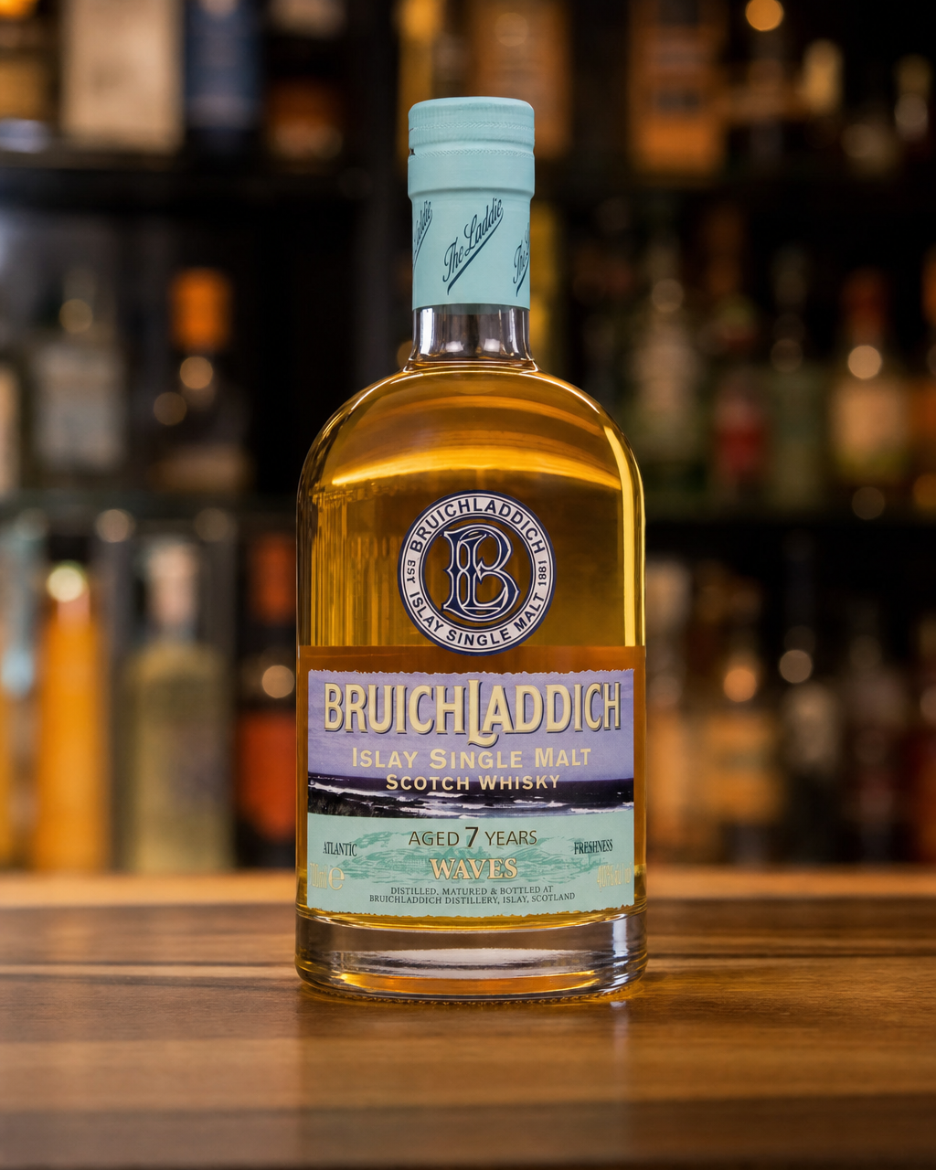 Bruichladdich Waves 7 Year Old bottle, alternate view
