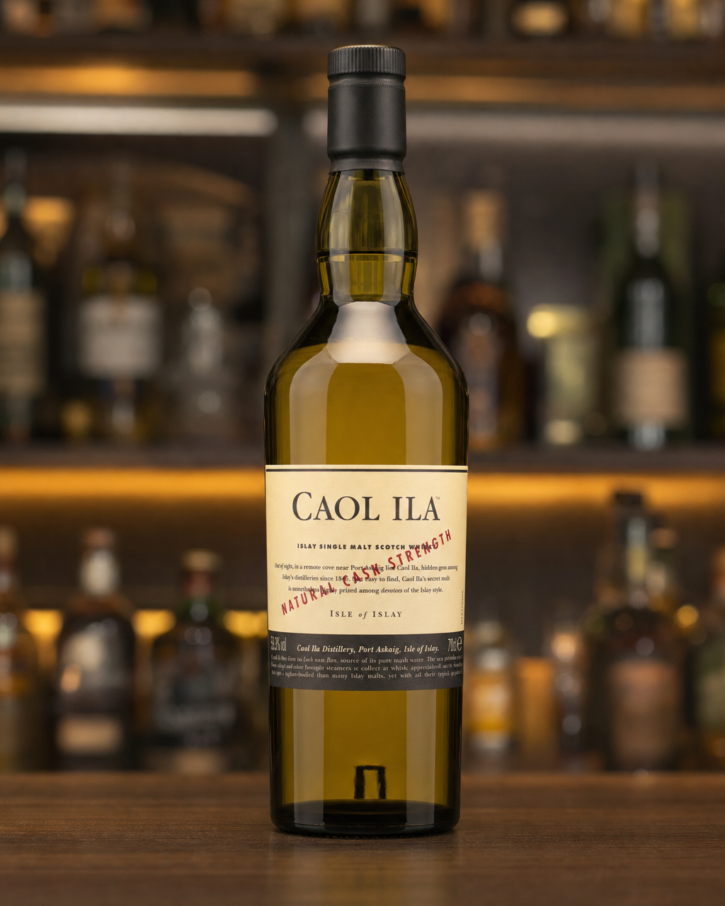 Caol Ila Natural Cask Strength bottle, alternate view