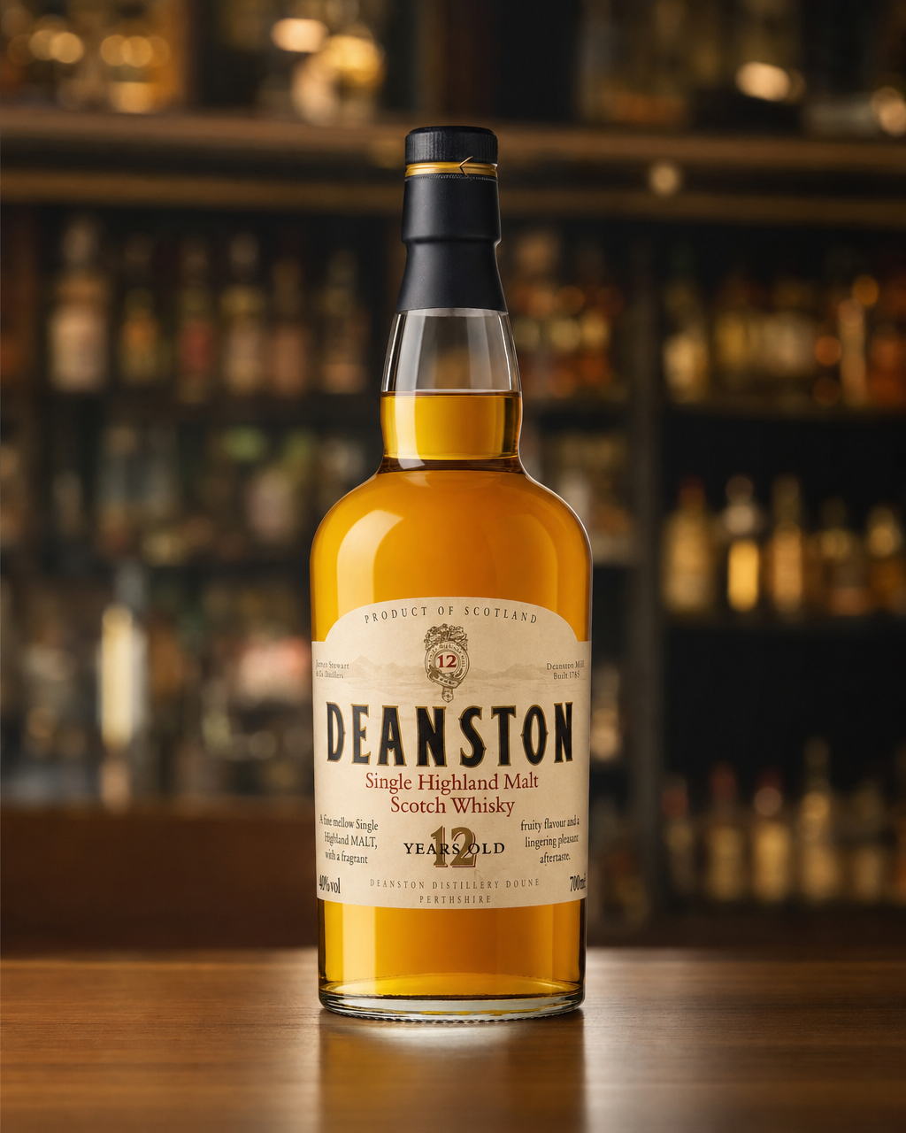 Deanston 12 Year Old bottle, alternate view