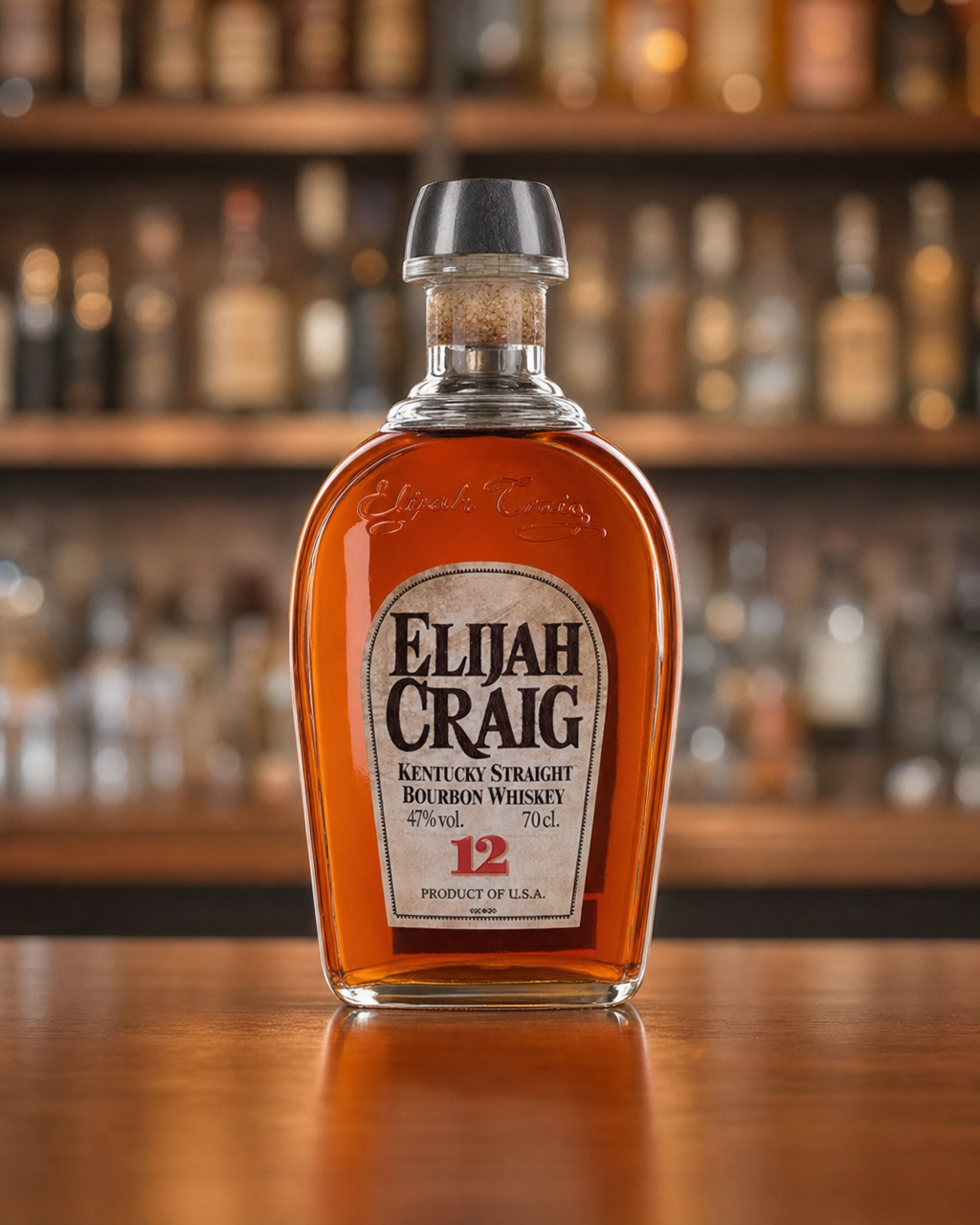 Elijah Craig 12 Year Old bottle, alternate view