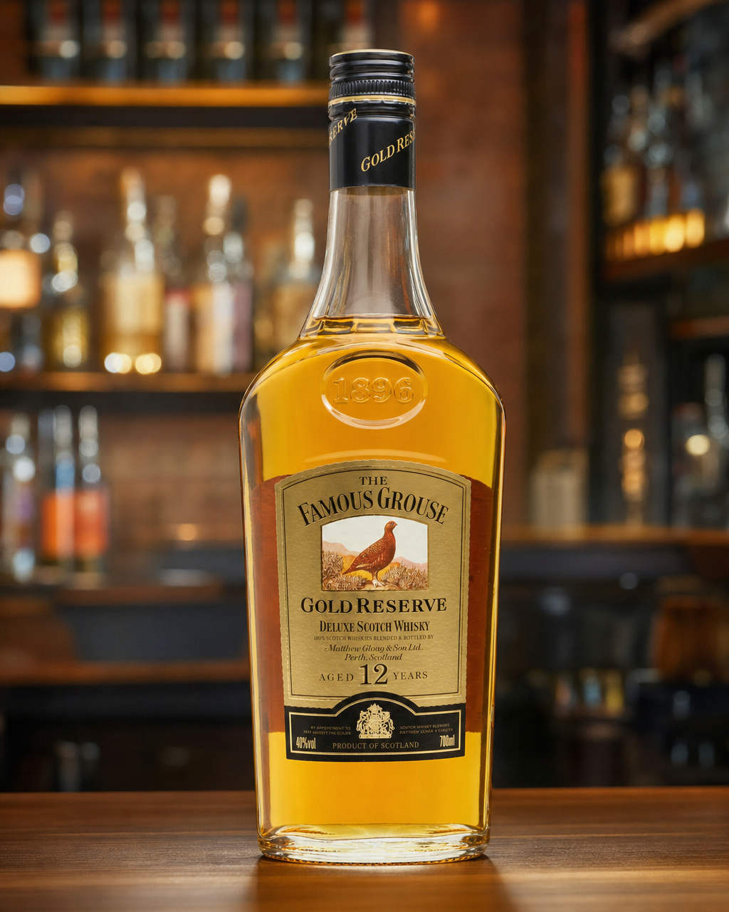 Famous Grouse 12 Year Old Gold Reserve bottle, alternate view