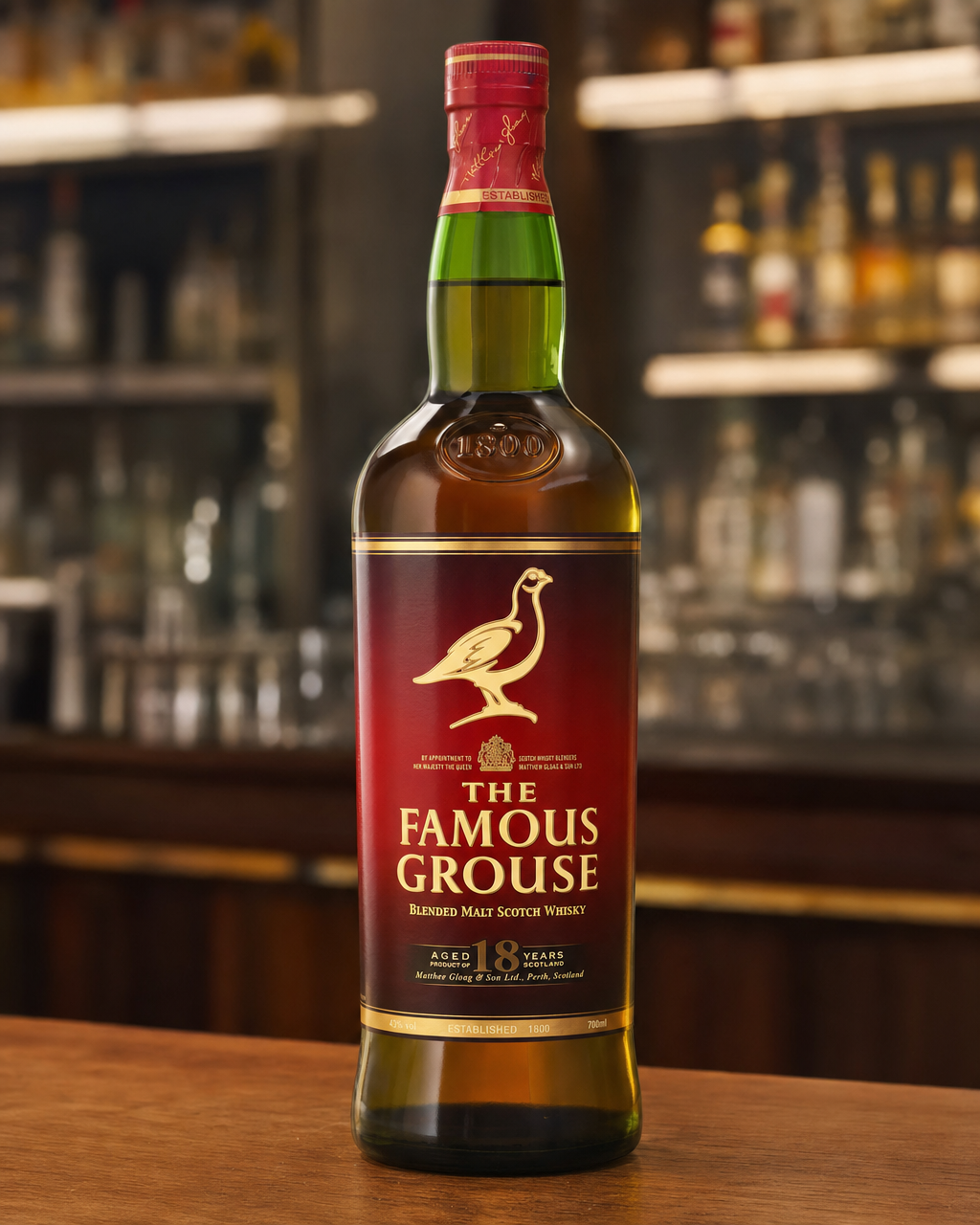 Famous Grouse 18 Year Old bottle, alternate view