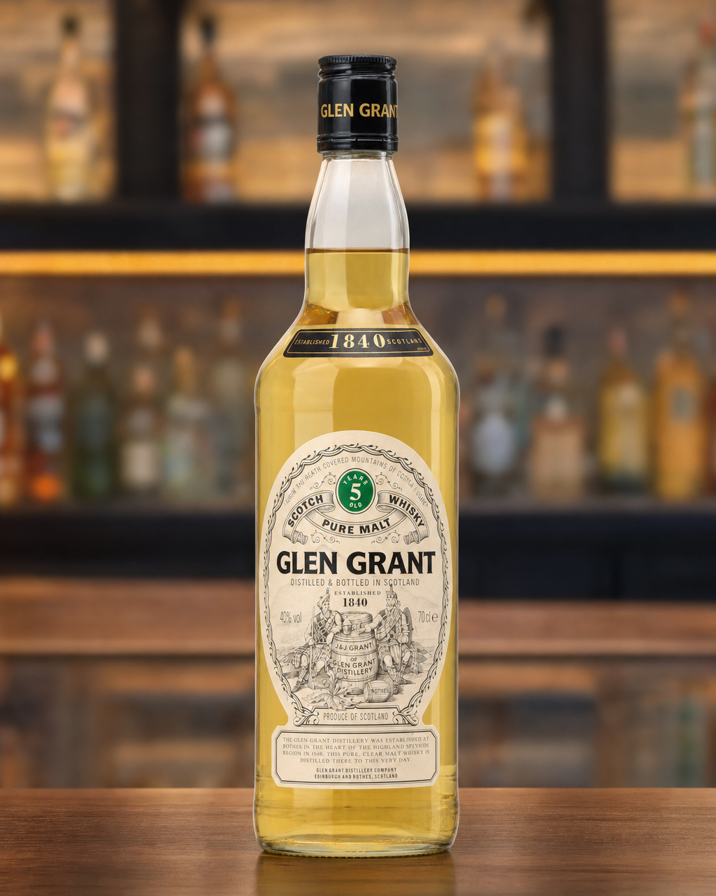 Glen Grant 5 Year Old bottle, alternate view