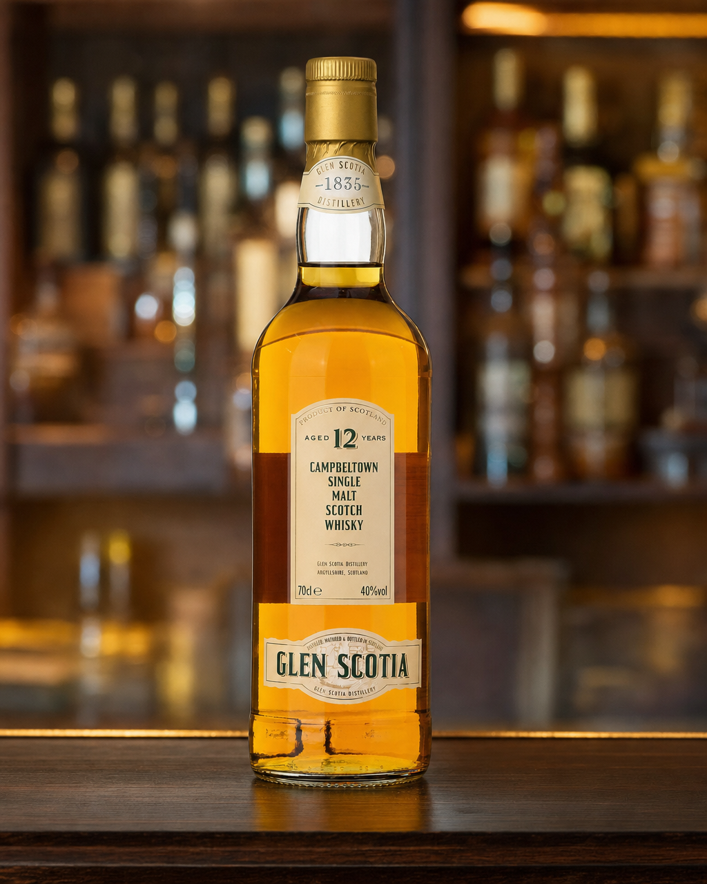 Glen Scotia 12 Year Old bottle, alternate view