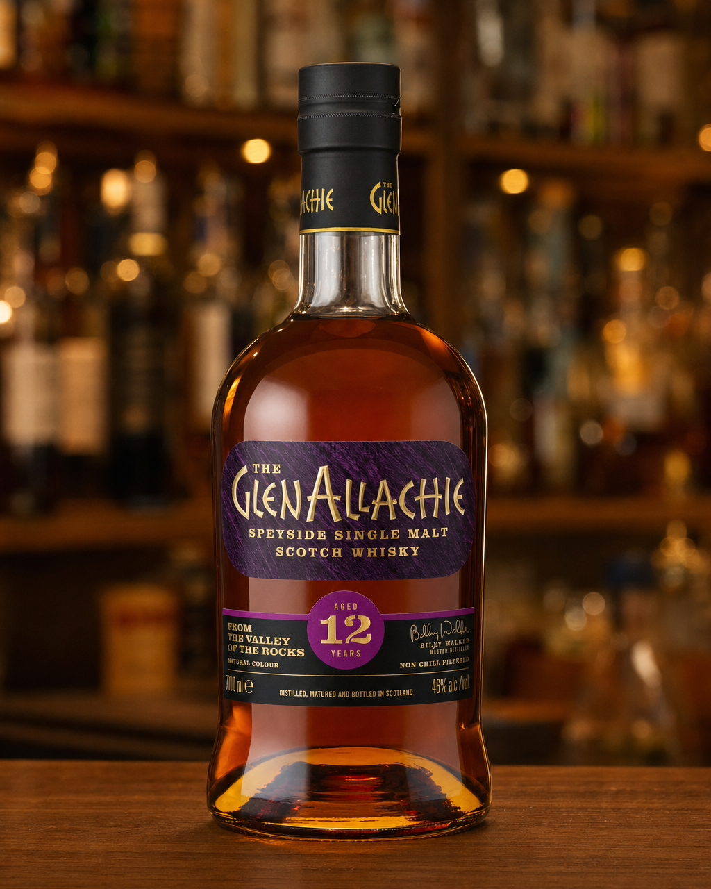 Glenallachie 12 Year Old bottle, alternate view