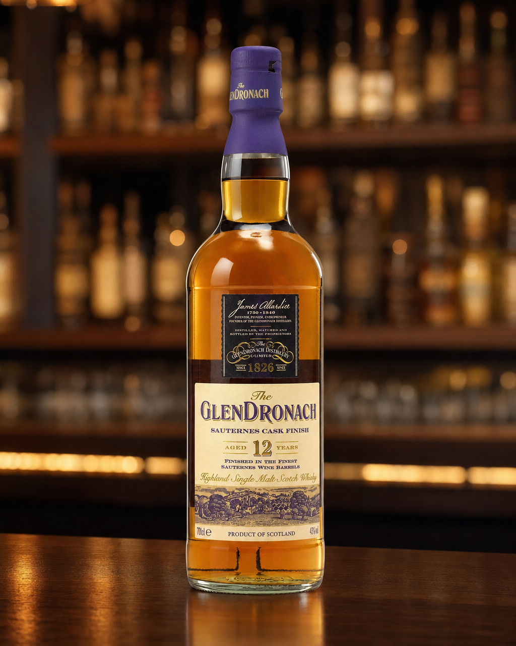 GlenDronach 12 Year Old Sauternes Finish bottle, alternate view