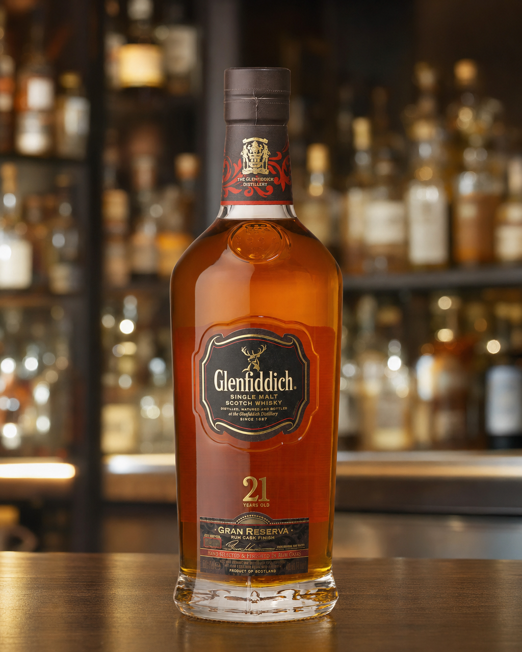 Glenfiddich Gran Reserva 21 Year Old bottle, alternate view