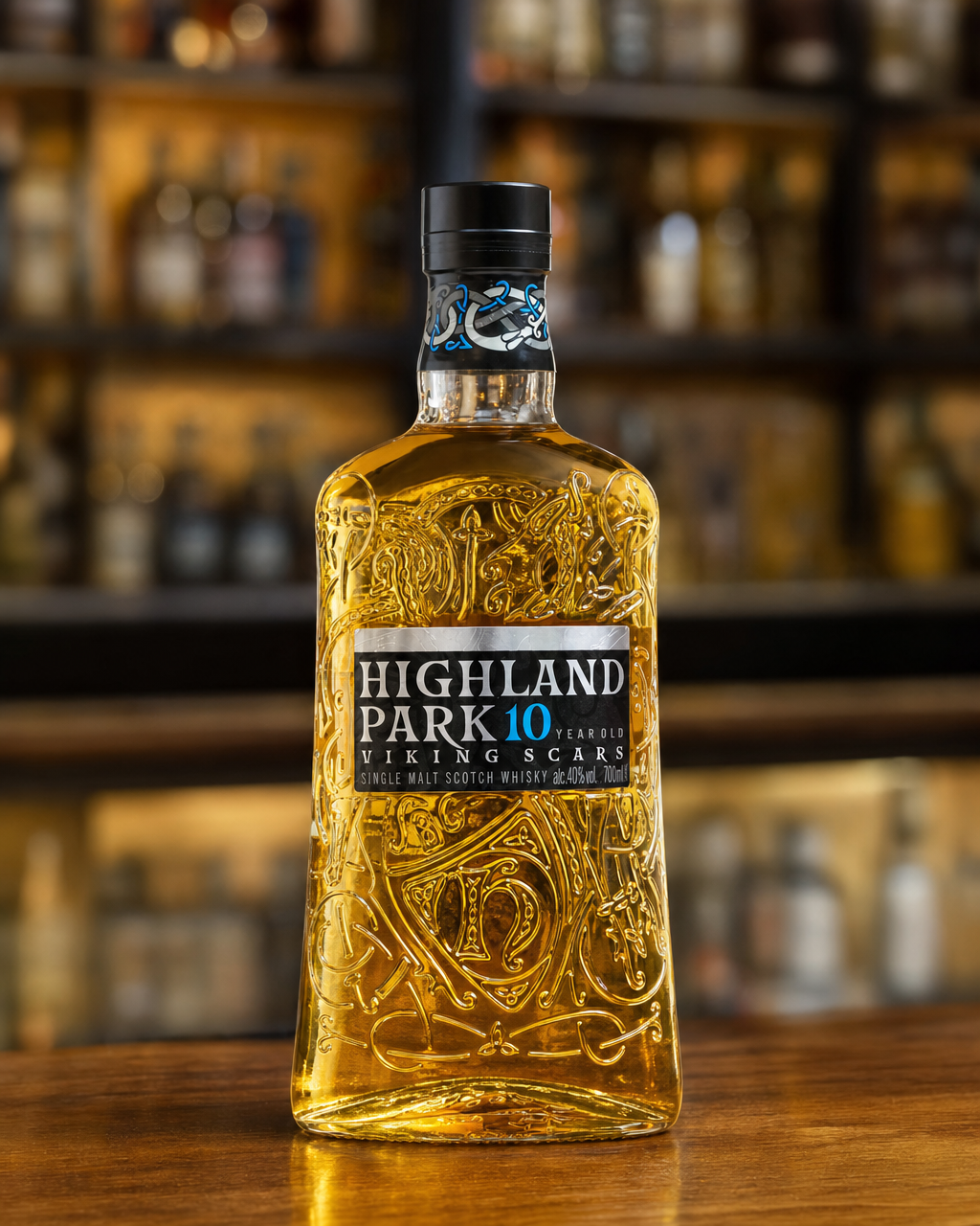 Highland Park 10 Year Old Viking Scars bottle, alternate view
