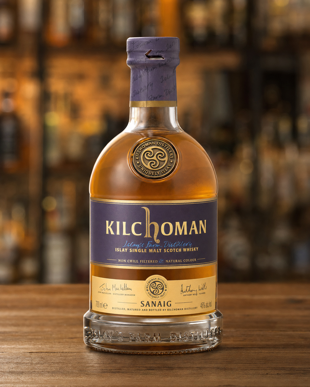 Kilchoman Sanaig bottle, alternate view