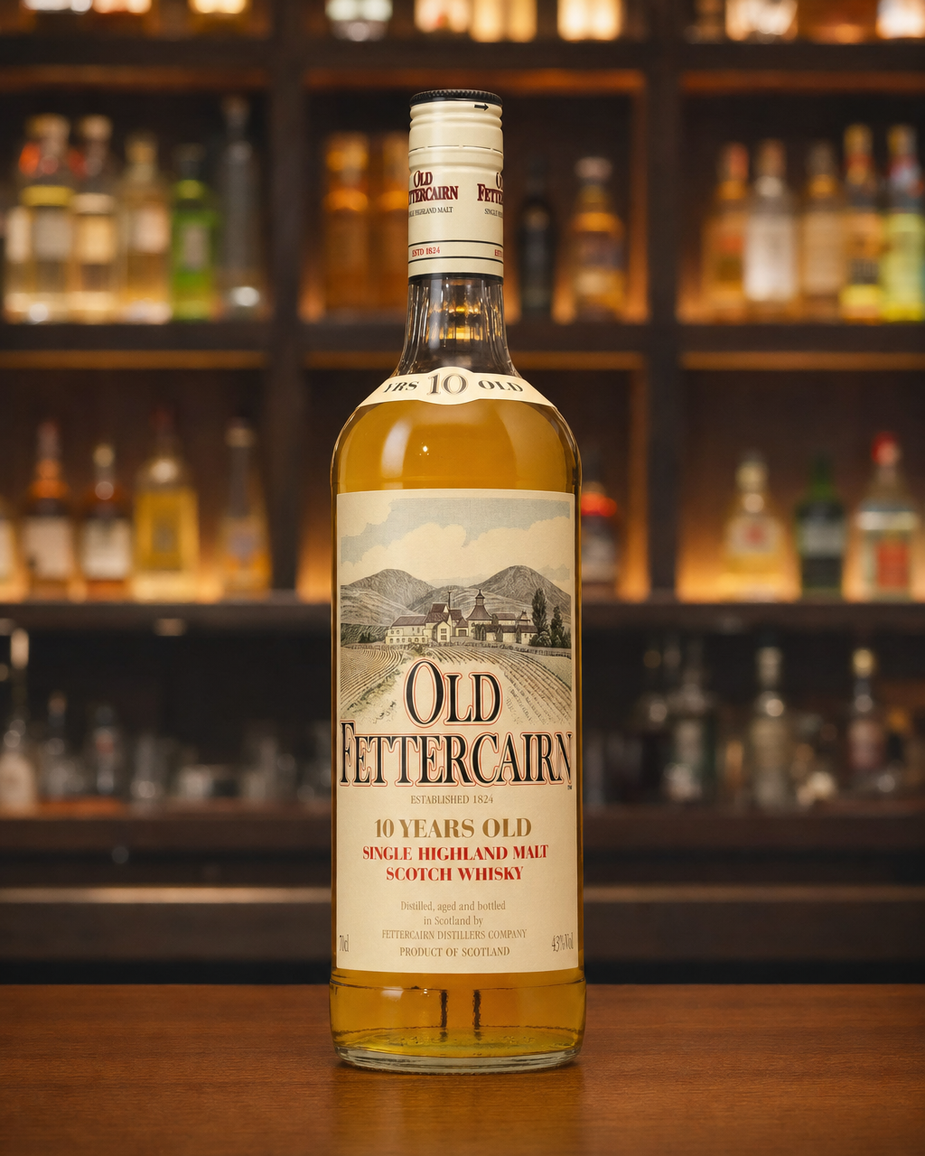 Old Fettercairn 10 Year Old bottle, alternate view
