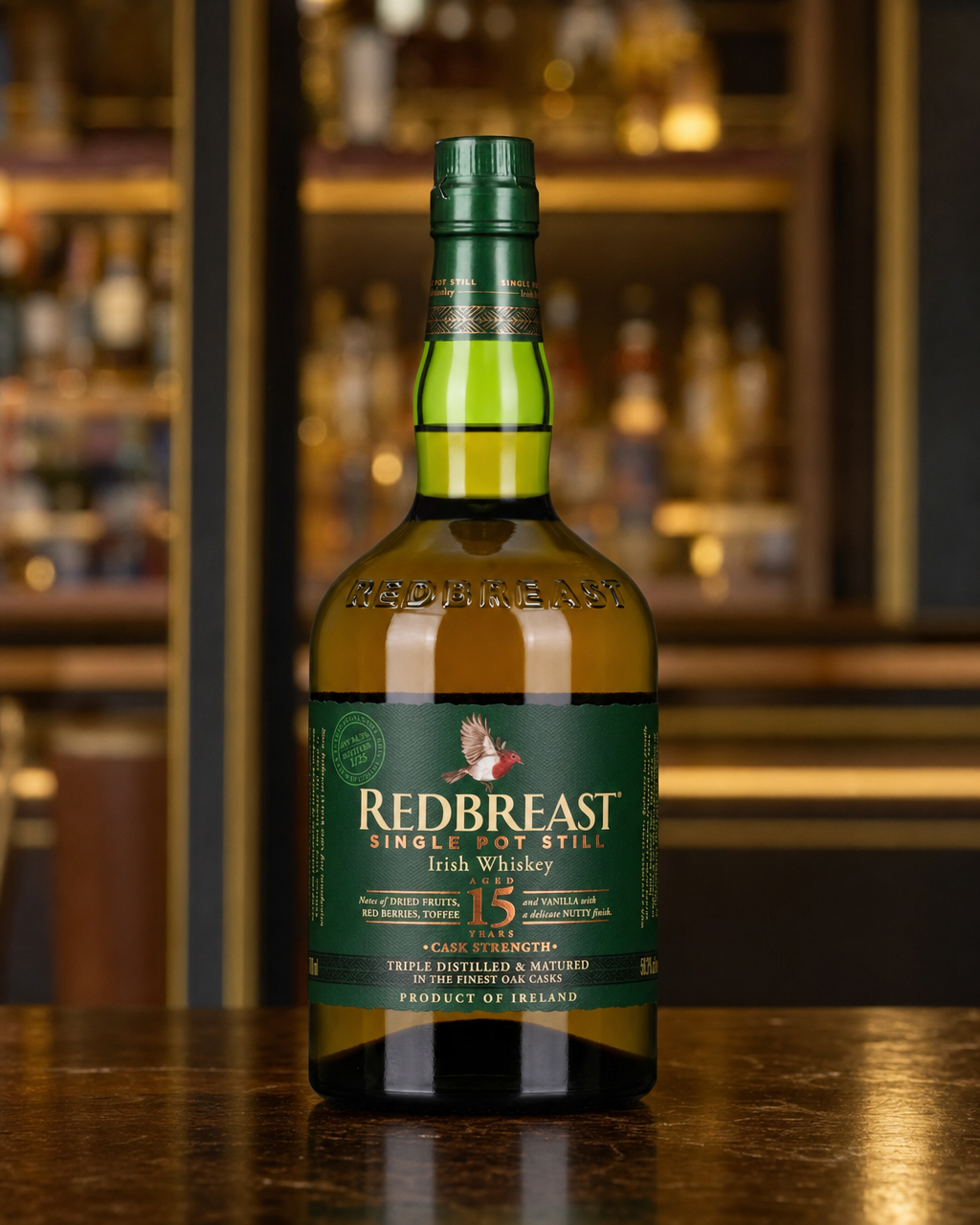 Redbreast 15 Year Old bottle, alternate view
