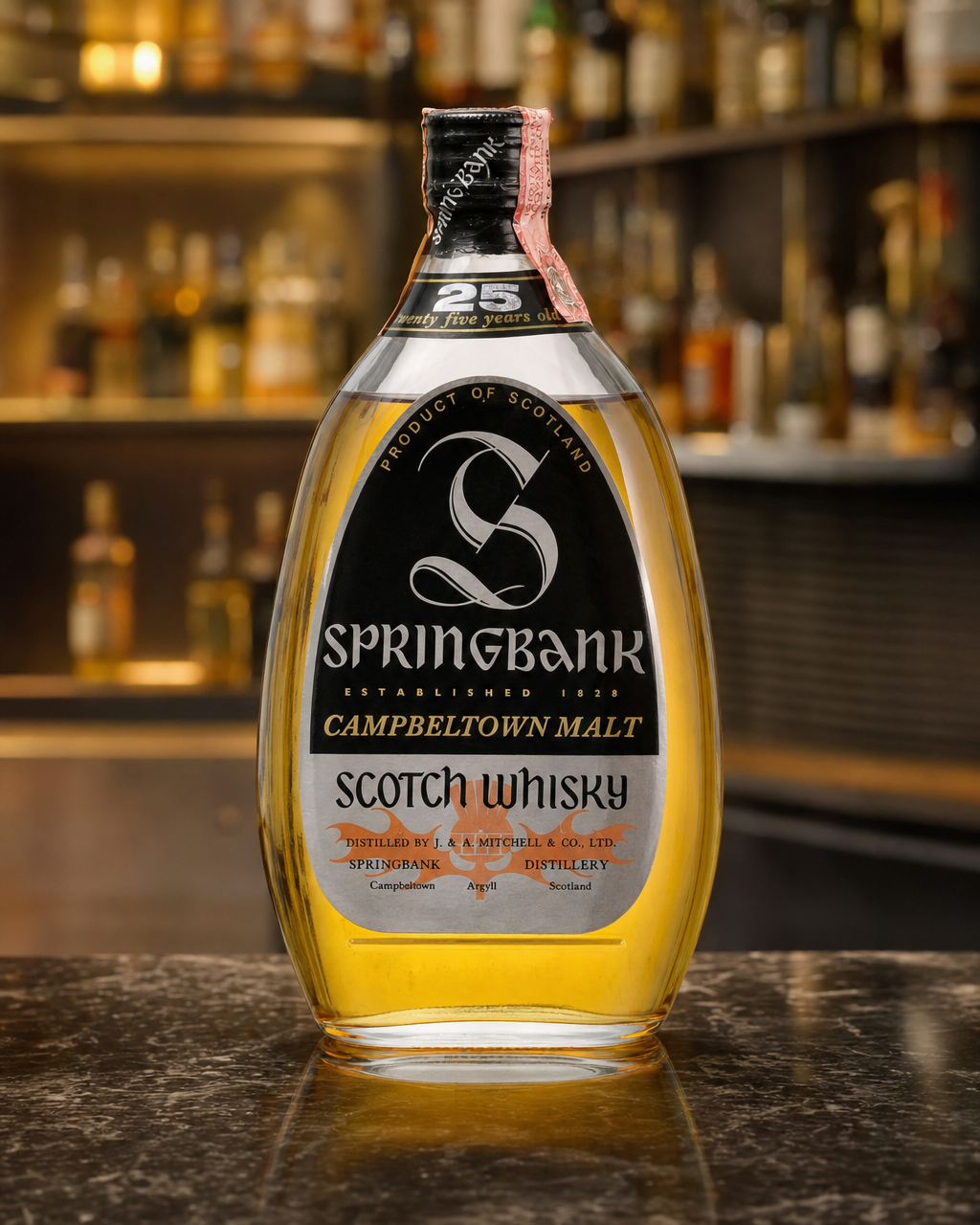 Springbank 25 Year Old bottle, alternate view