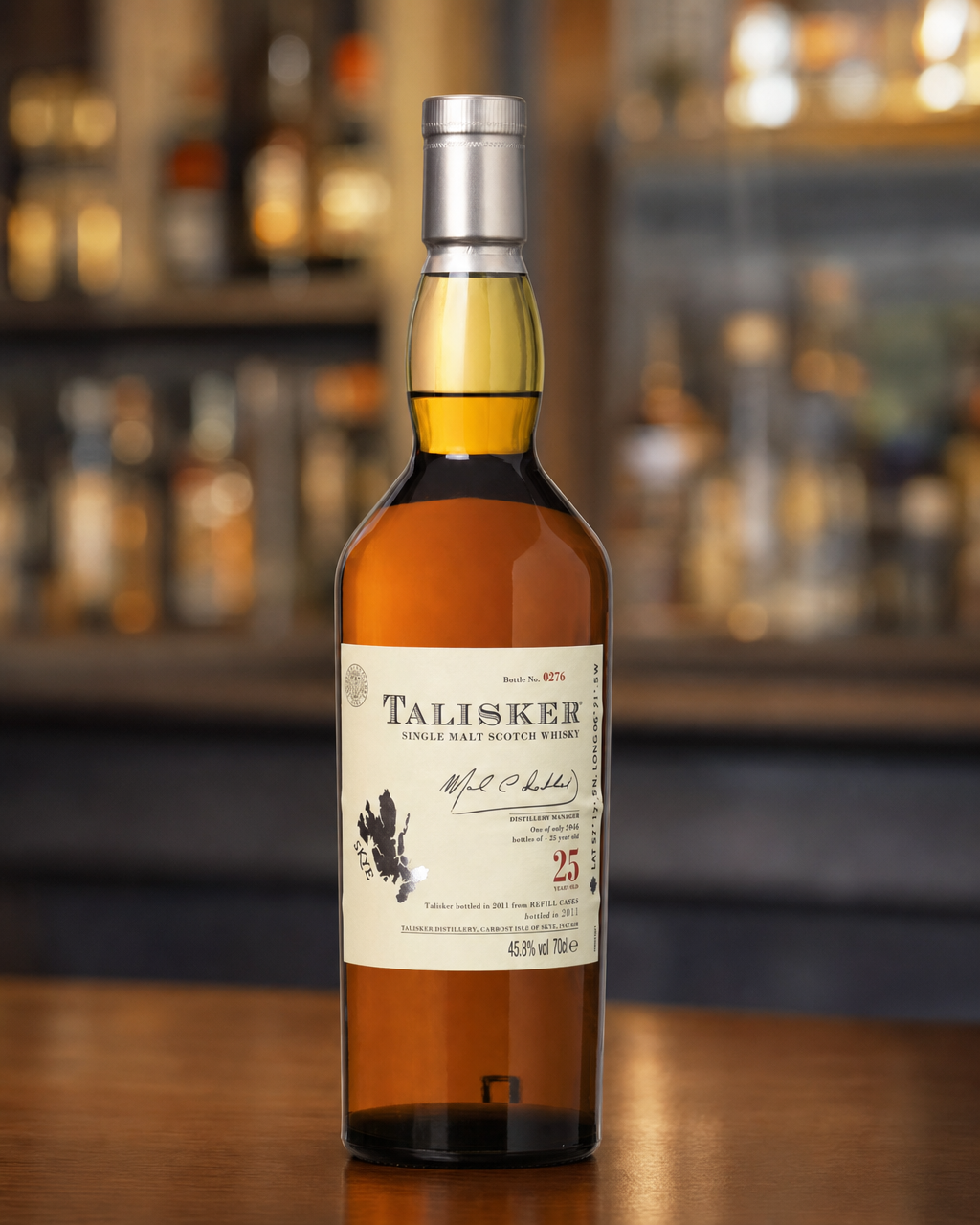 Talisker 25 Year Old bottle, alternate view