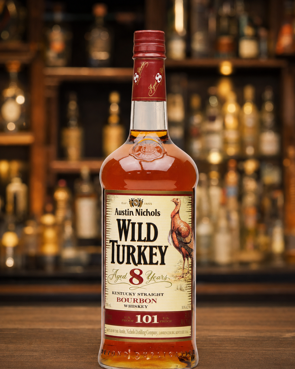 Wild Turkey 8 Year Old bottle, alternate view